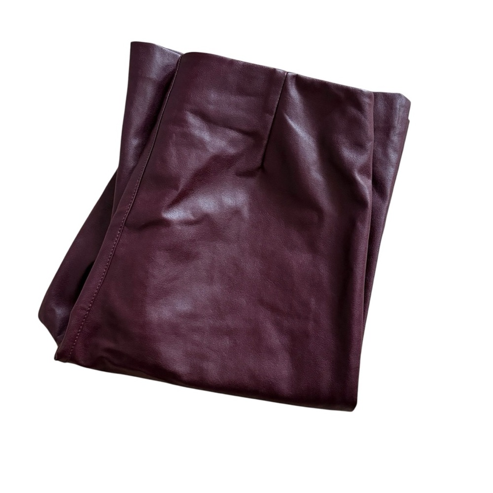 Aritzia Wilfred Roma Vegan Leather Oxblood Burgundy Flared Pants Sleek Size 4 - Picture 14 of 15